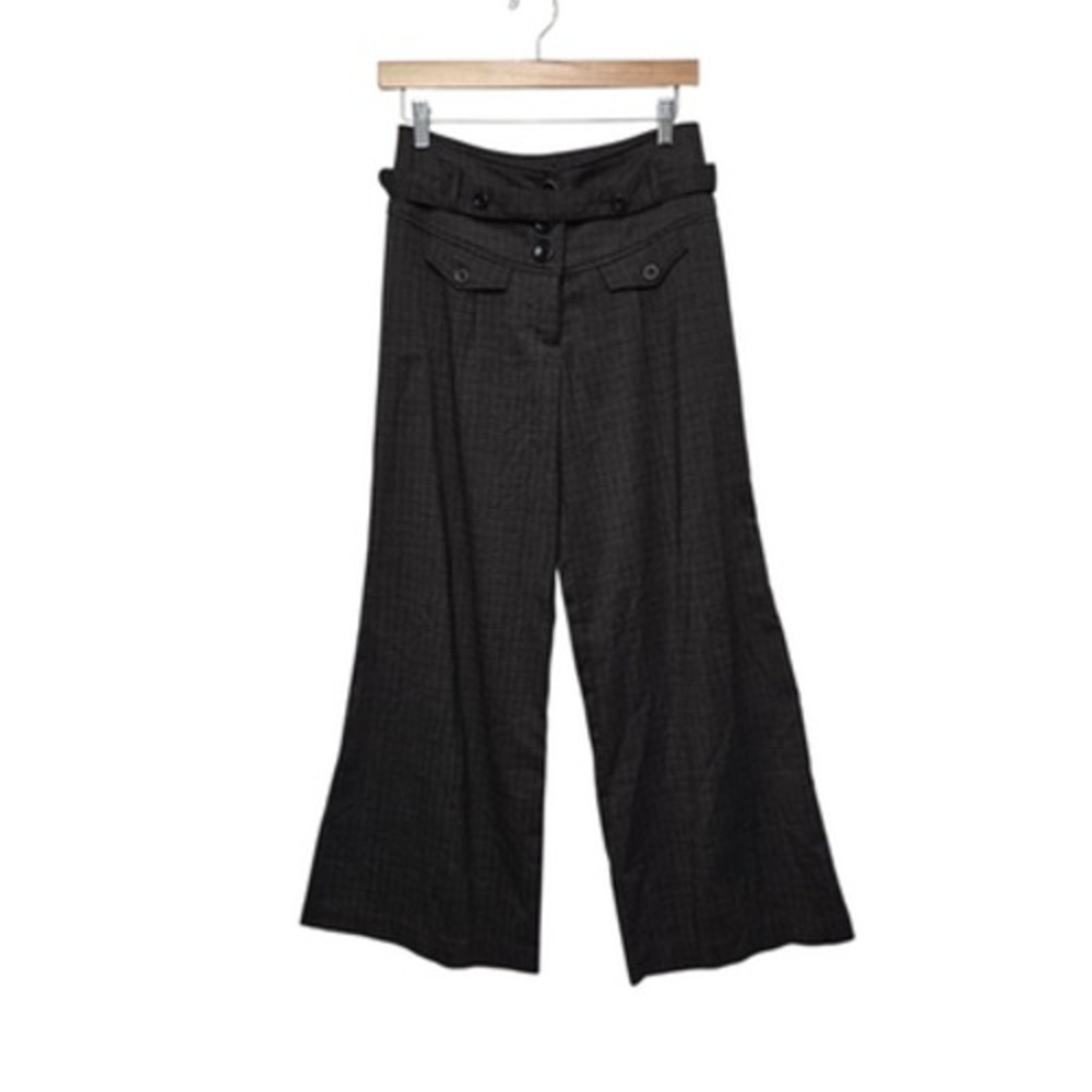Wet Seal Pants Womens Medium Gray Wide Leg High Rise Dress Trousers Button Front